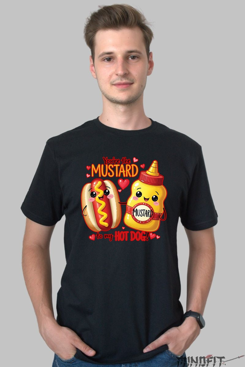Tricou Valentine's Day Cuplu - You're The Mustard To My Hot Dog barbat negru
