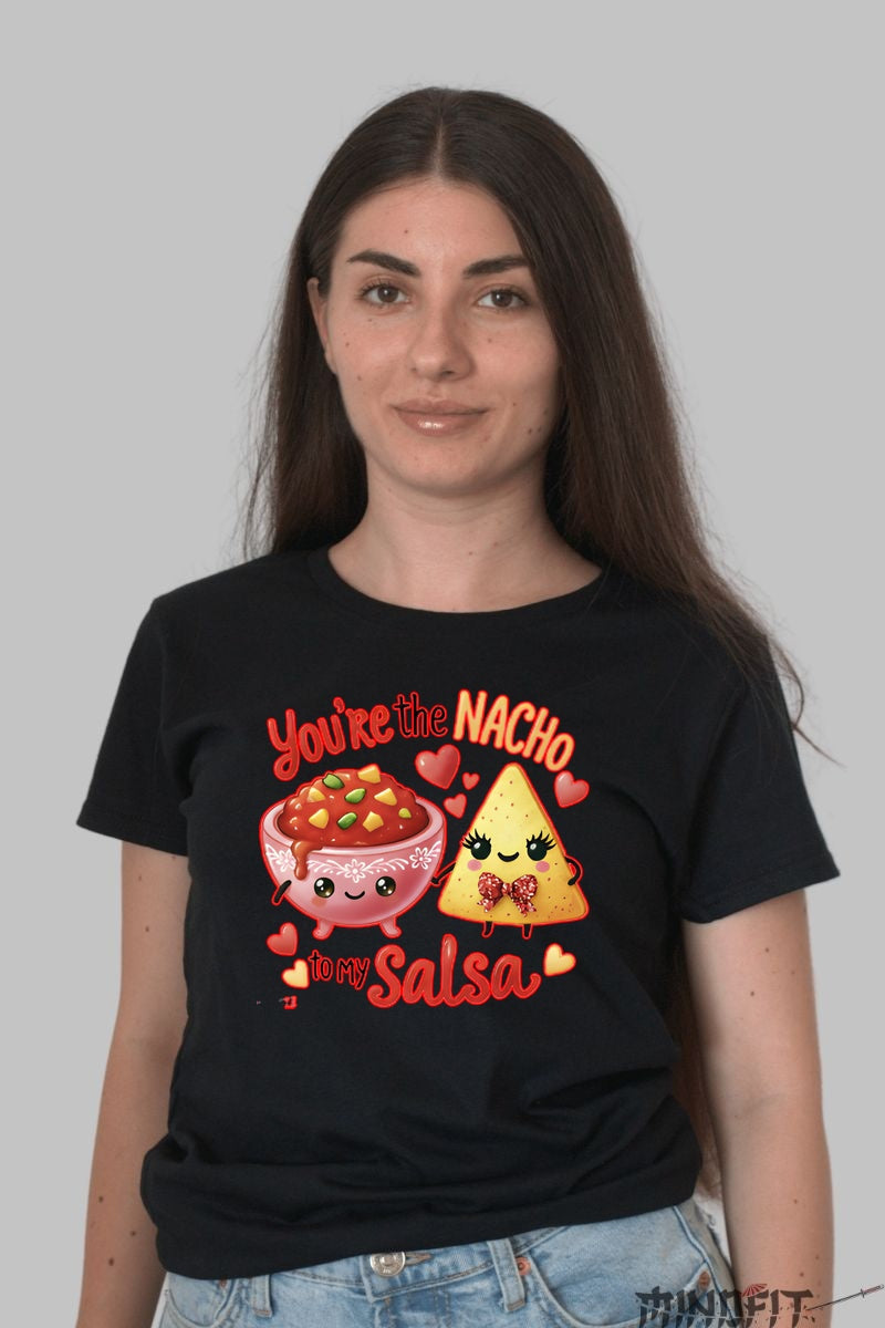 Tricou Valentine's Day Cuplu - You're The Nacho To My Salsa dama negru