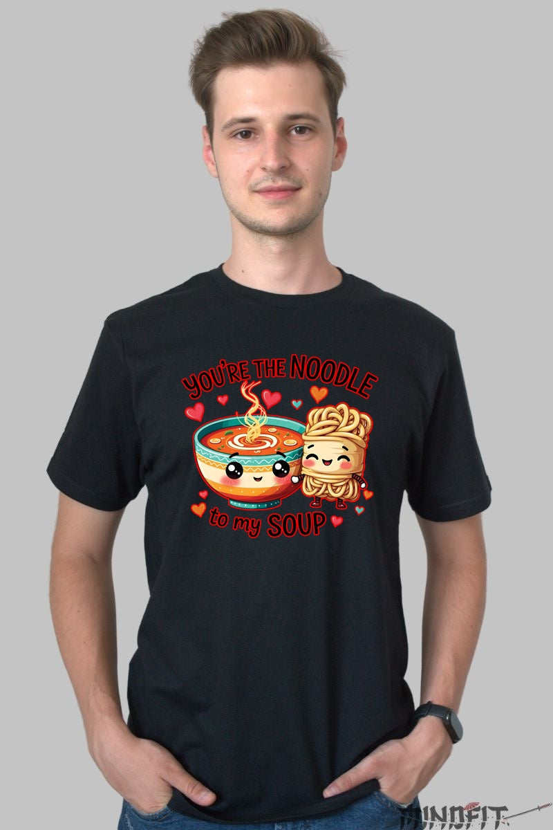 Tricou Valentine's Day Cuplu - You-re The Noodle To My Soup barbat negru