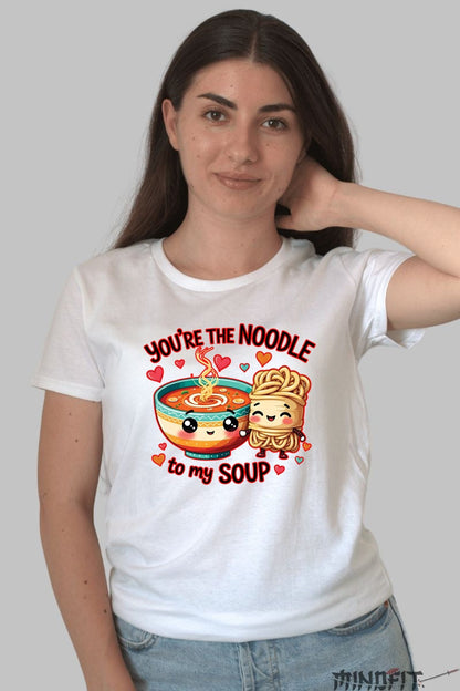 Tricou Valentine's Day Cuplu - You-re The Noodle To My Soup dama alb