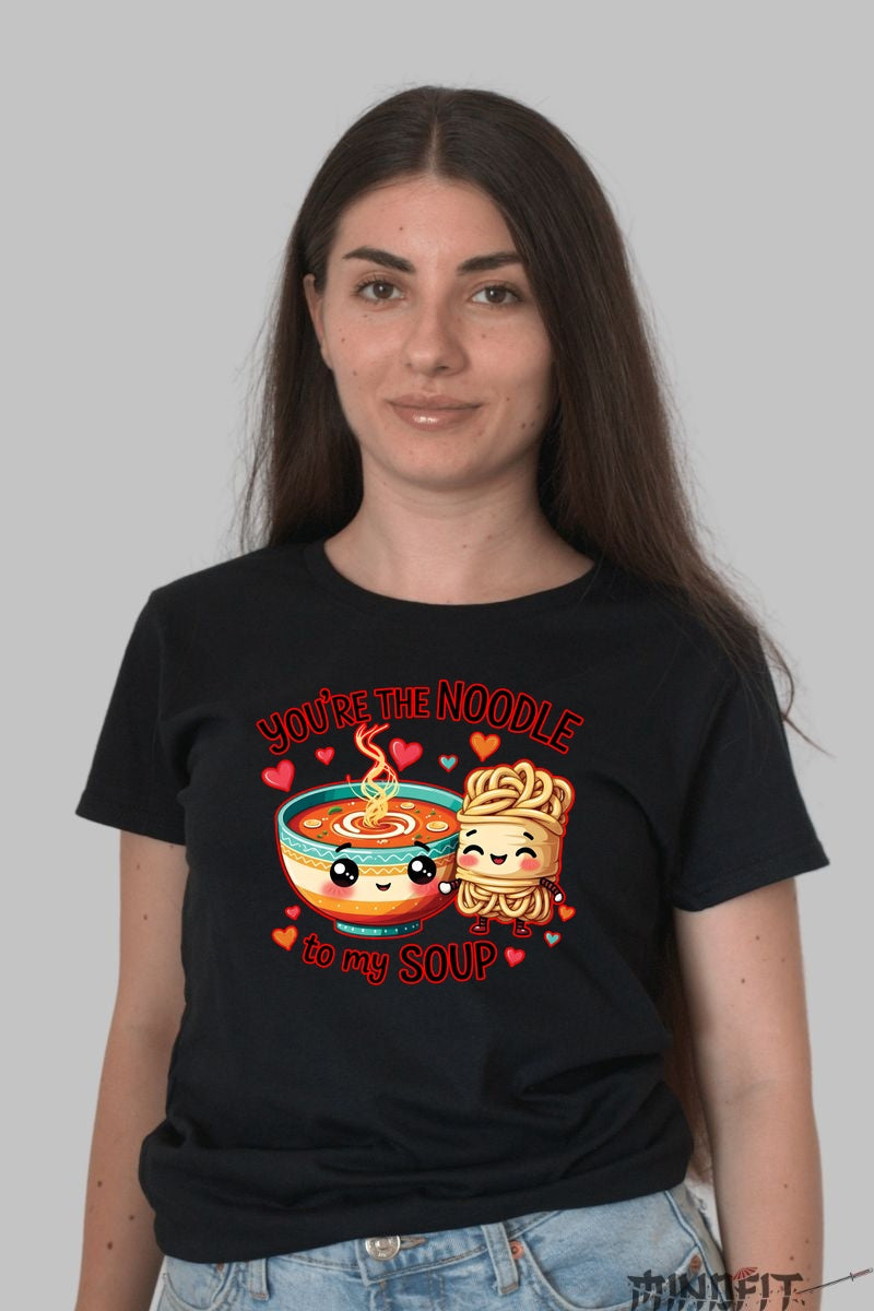 Tricou Valentine's Day Cuplu - You-re The Noodle To My Soup dama negru