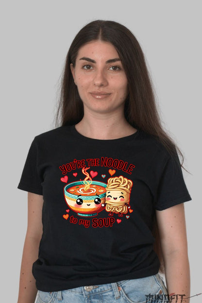 Tricou Valentine's Day Cuplu - You-re The Noodle To My Soup dama negru