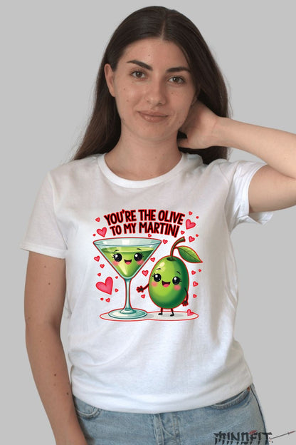 Tricou Valentine's Day Cuplu - You're The Olive To My Martini dama alb
