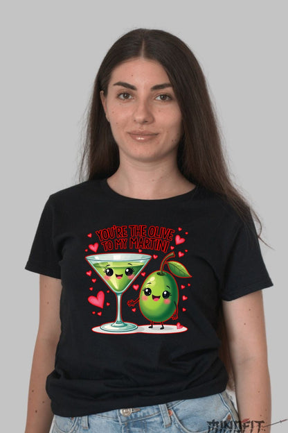 Tricou Valentine's Day Cuplu - You're The Olive To My Martini dama negru