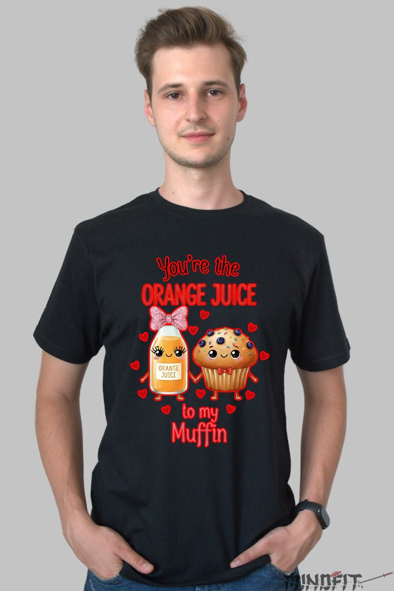 Tricou Valentine's Day Cuplu - You-re The Orange Juice To My Muffin barbat negru