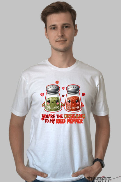 Tricou Valentine's Day Cuplu - You're The Oregano To My Red Pepper barbat alb