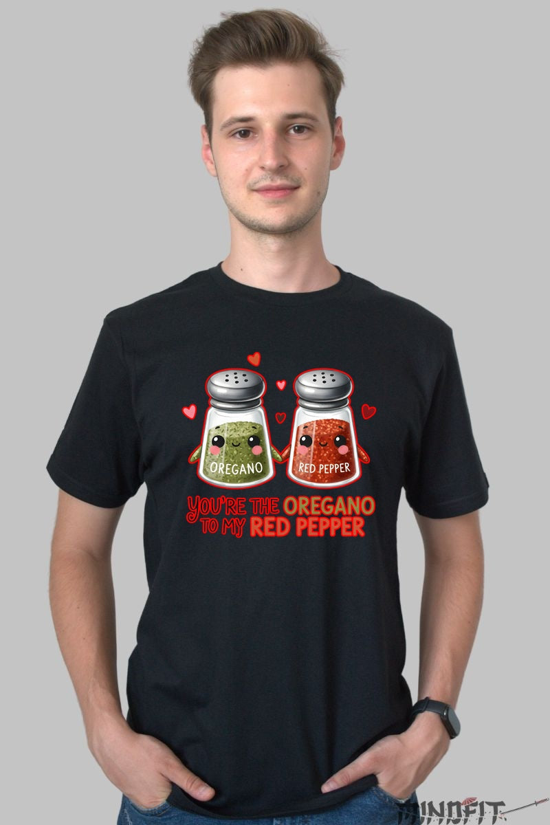 Tricou Valentine's Day Cuplu - You're The Oregano To My Red Pepper barbat negru