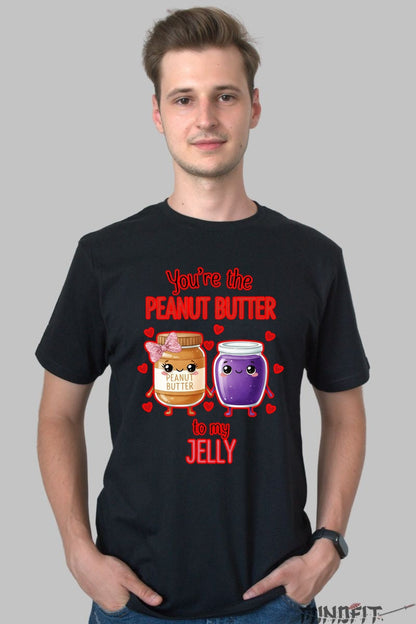 Tricou Valentine's Day Cuplu - You're The Peanut Butter To My Jelly barbat negru