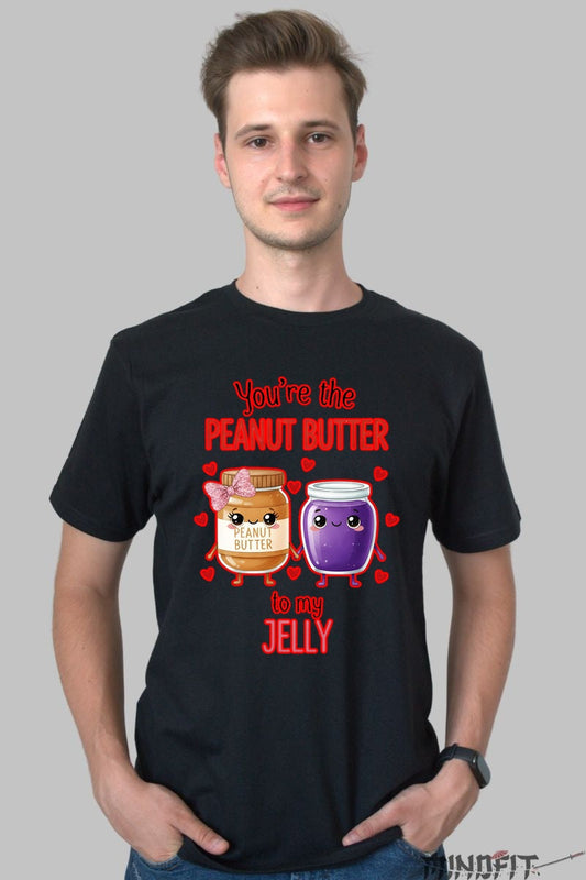 Tricou Valentine's Day Cuplu - You're The Peanut Butter To My Jelly barbat negru