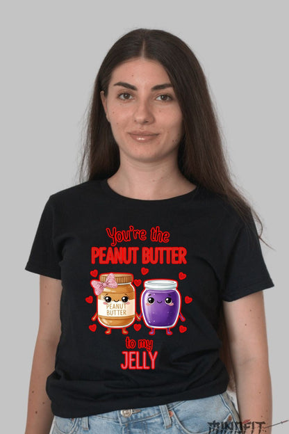 Tricou Valentine's Day Cuplu - You're The Peanut Butter To My Jelly dama negru