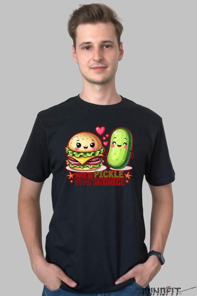Tricou Valentine's Day Cuplu - You're The Pickle To My Burger barbat negru