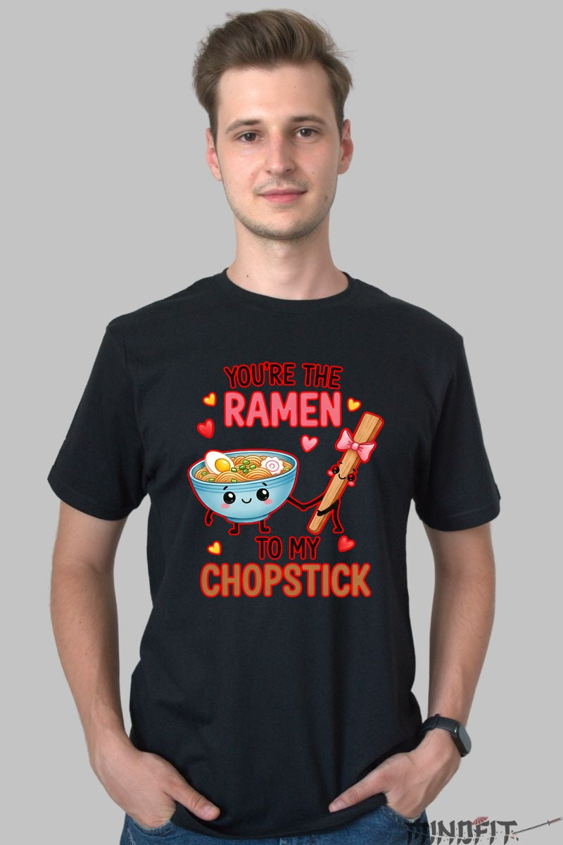 Tricou Valentine's Day Cuplu - You-re The Ramen To My Chopstick barbat negru