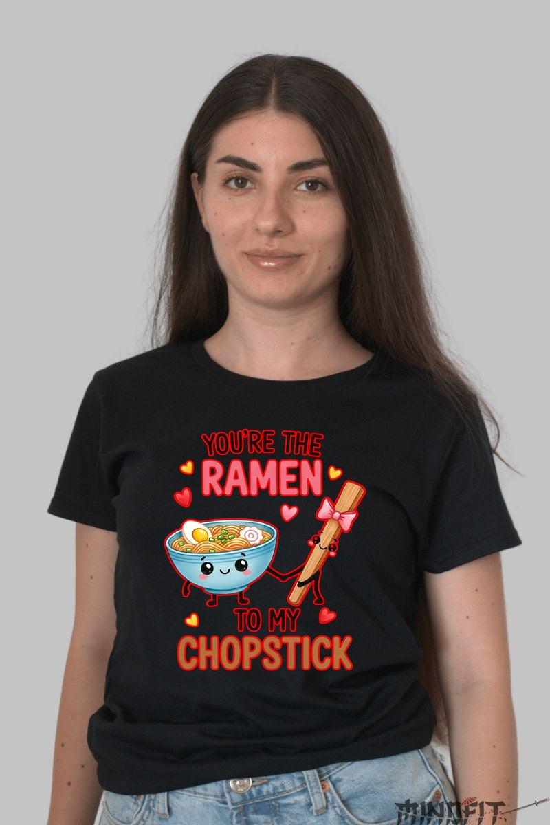 Tricou Valentine's Day Cuplu - You-re The Ramen To My Chopstick dama negru