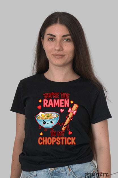 Tricou Valentine's Day Cuplu - You-re The Ramen To My Chopstick dama negru