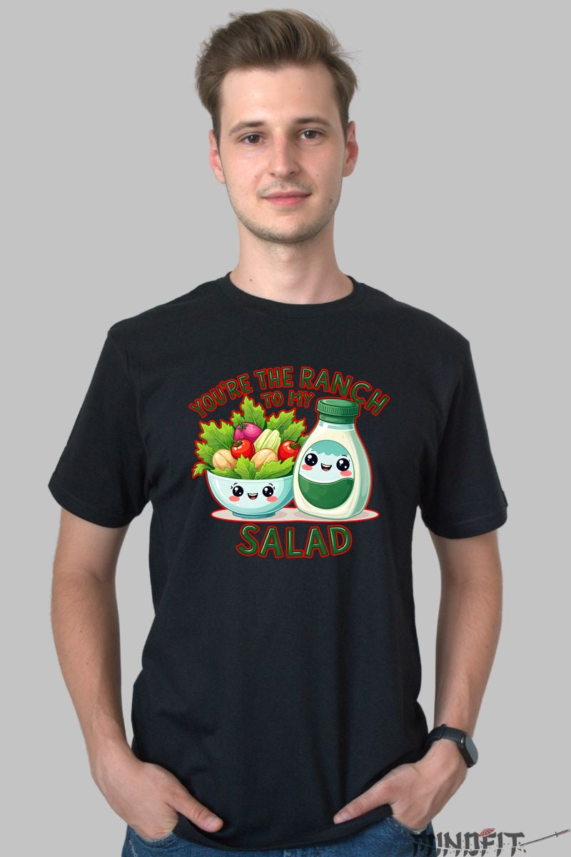 Tricou Valentine's Day Cuplu - You-re The Ranch To My Salad barbat negru
