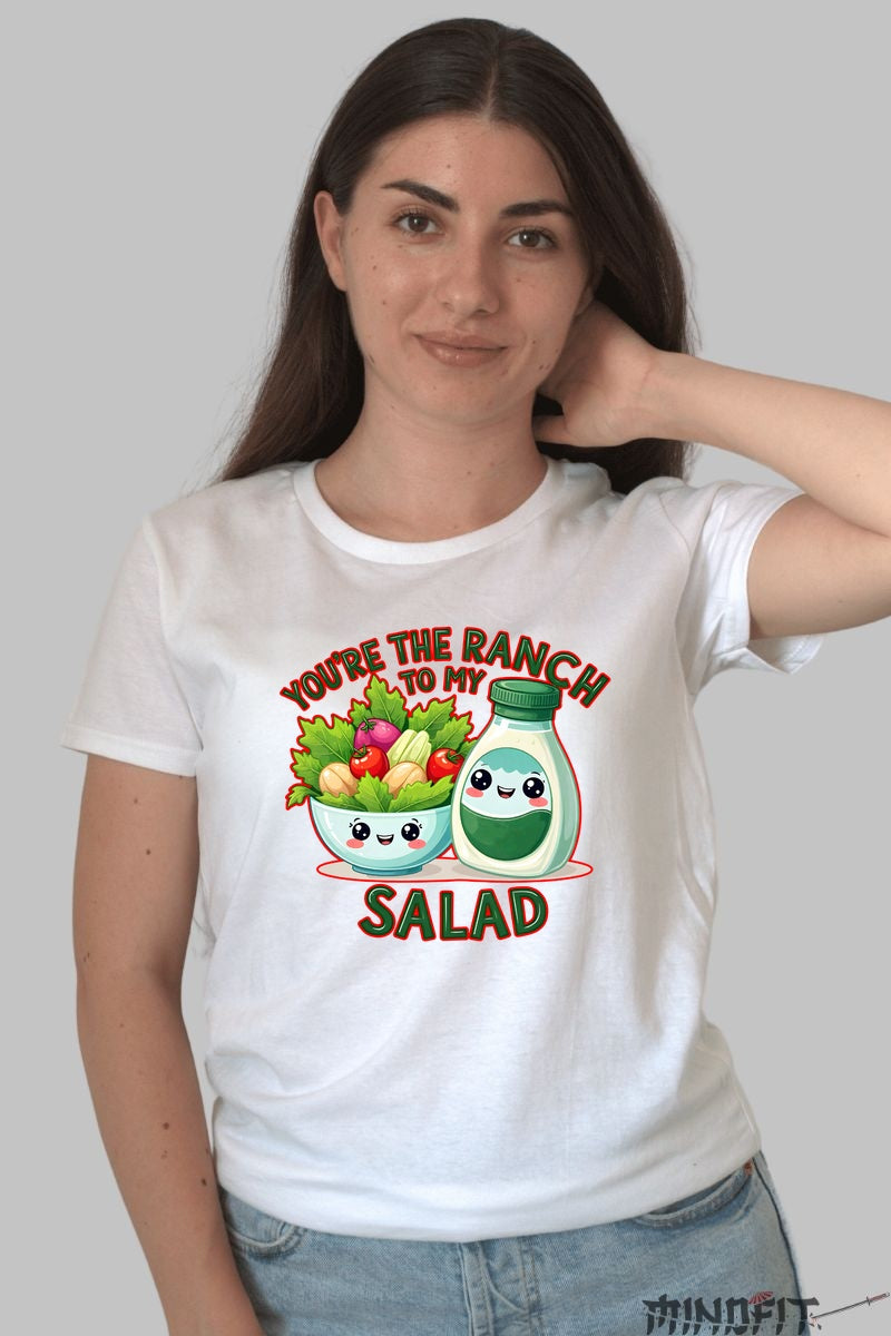 Tricou Valentine's Day Cuplu - You-re The Ranch To My Salad dama alb