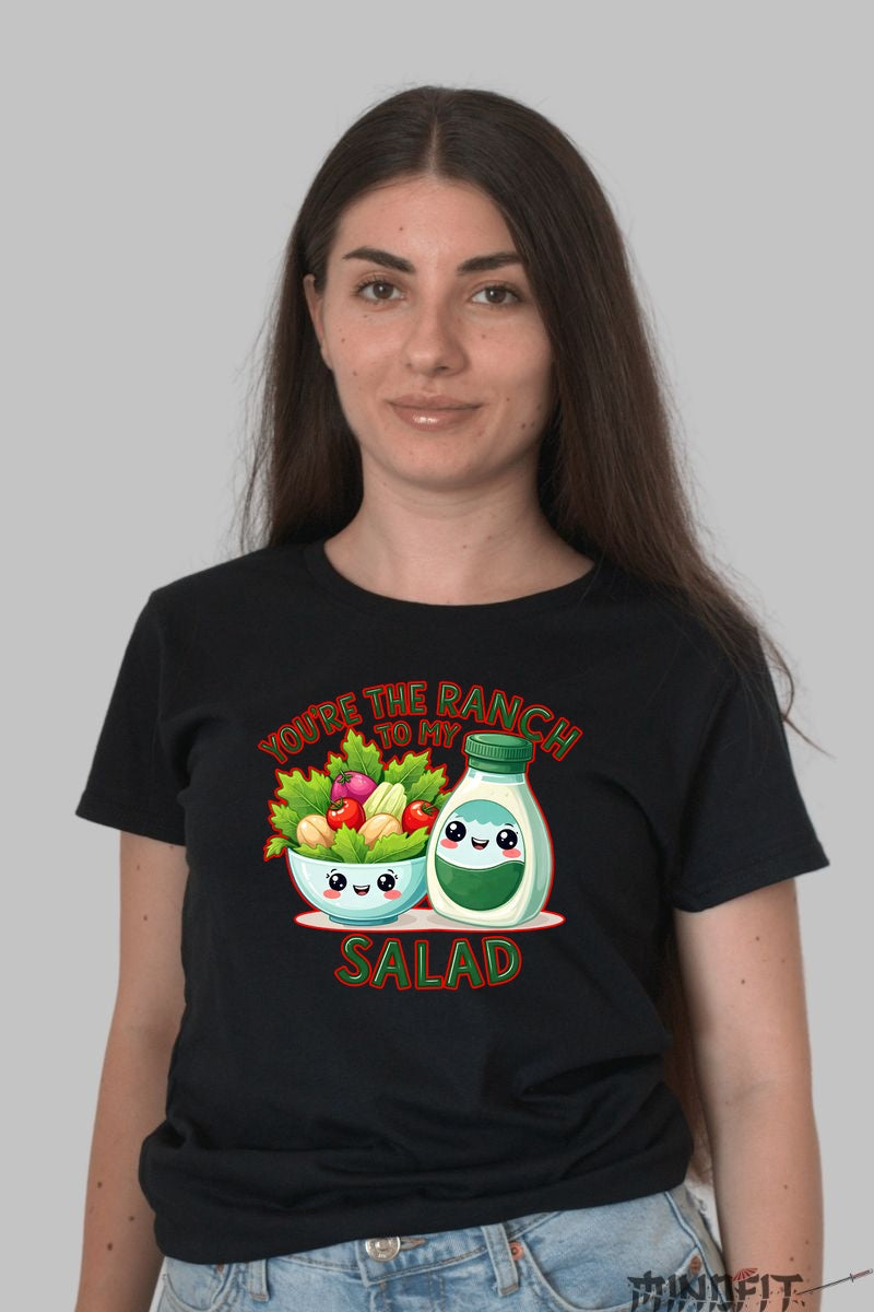 Tricou Valentine's Day Cuplu - You-re The Ranch To My Salad dama negru