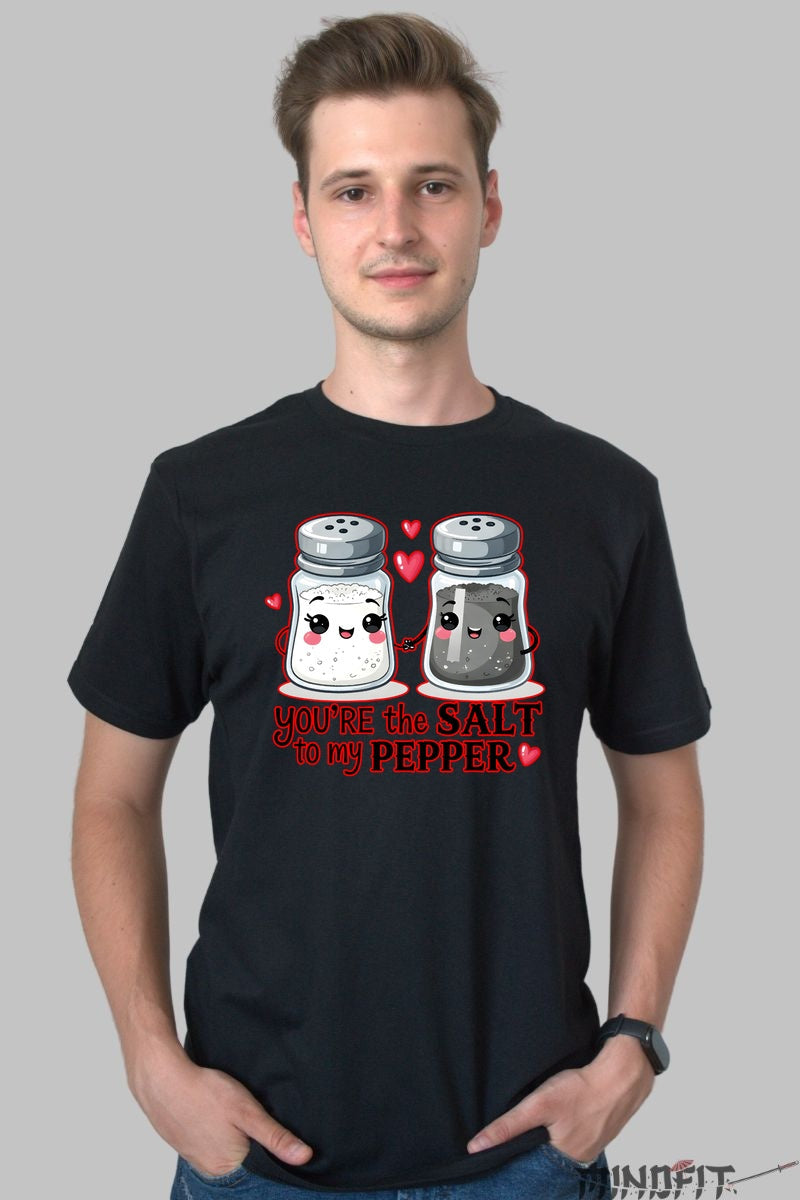 Tricou Valentine's Day Cuplu - You-re The Salt To My Pepper barbat negru
