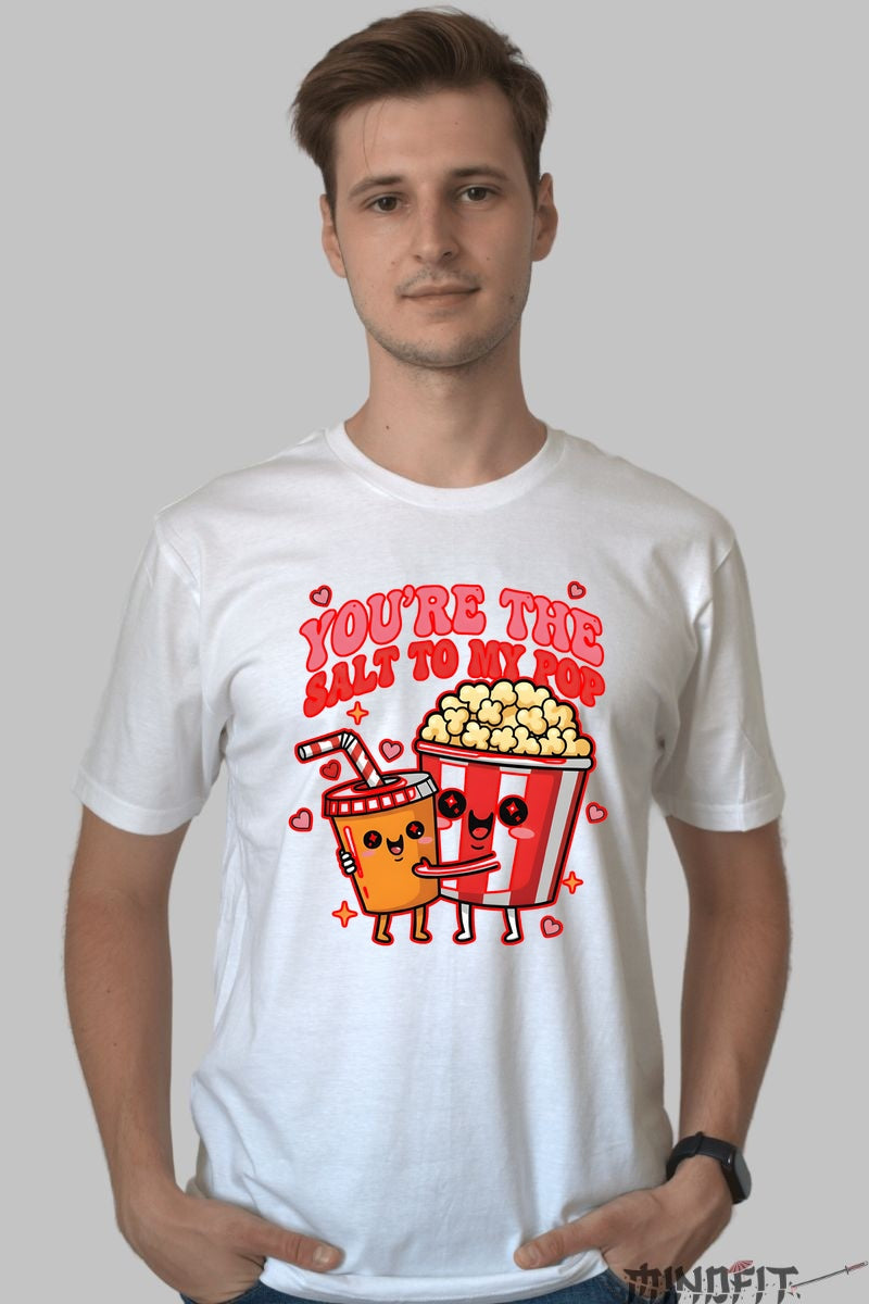 Tricou Valentine's Day Cuplu - You-re The Salt To My Pop barbat alb