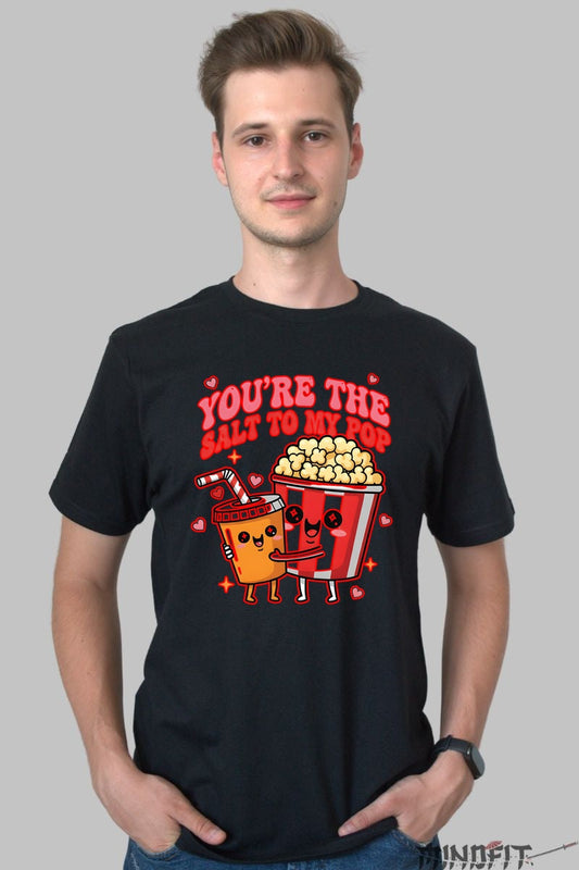 Tricou Valentine's Day Cuplu - You-re The Salt To My Pop barbat negru