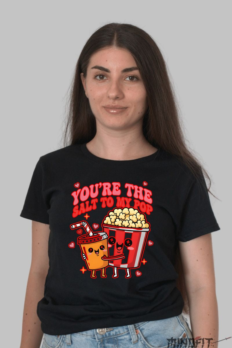 Tricou Valentine's Day Cuplu - You-re The Salt To My Pop dama negru