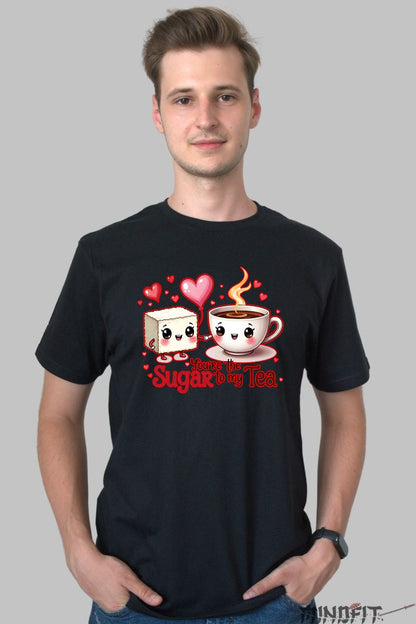 Tricou Valentine's Day Cuplu - You-re The Sugar To My Tea barbat negru