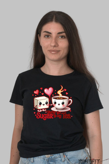 Tricou Valentine's Day Cuplu - You-re The Sugar To My Tea dama negru