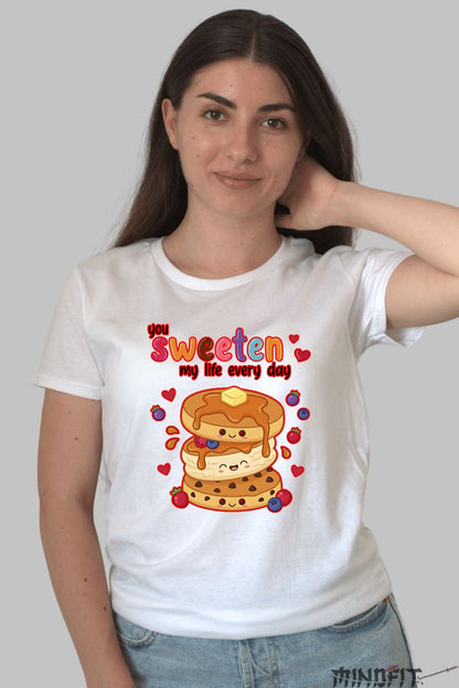 Tricou Valentine's Day Cuplu - You Sweeten My Life Every Day dama alb