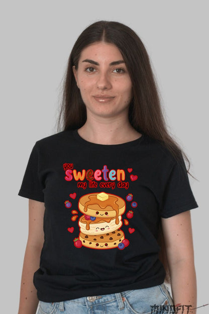 Tricou Valentine's Day Cuplu - You Sweeten My Life Every Day dama negru