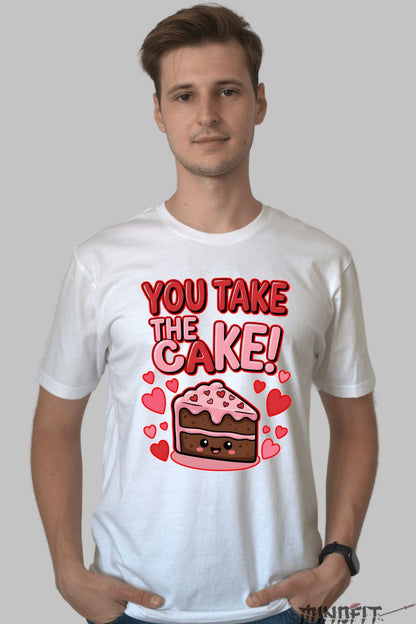 Tricou Valentine's Day Cuplu - You Take The Cake barbat alb