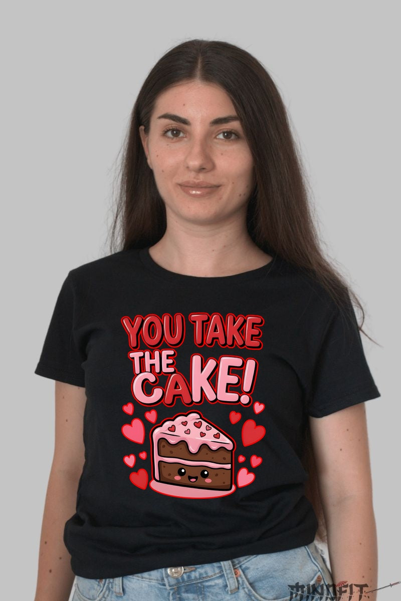 Tricou Valentine's Day Cuplu - You Take The Cake dama negru