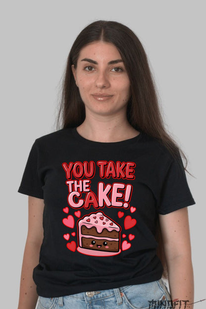 Tricou Valentine's Day Cuplu - You Take The Cake dama negru