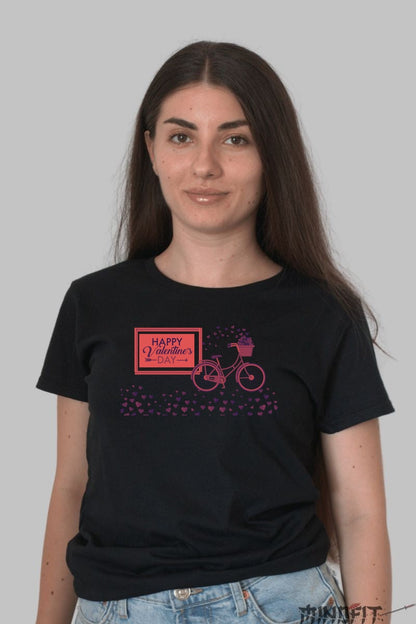 Tricou Valentine's Day - Dragoste Pe Doua Roti dama negru