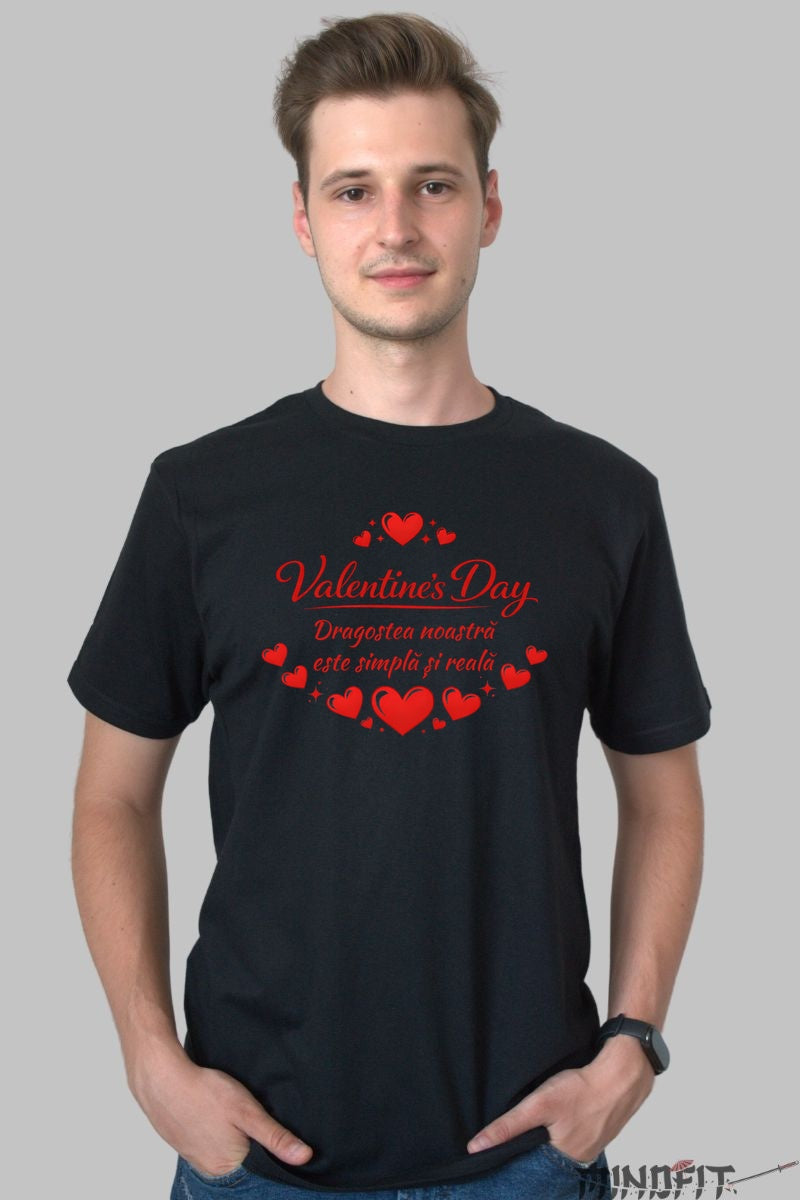 Tricou Valentine's Day - Dragoste Simpla barbat negru
