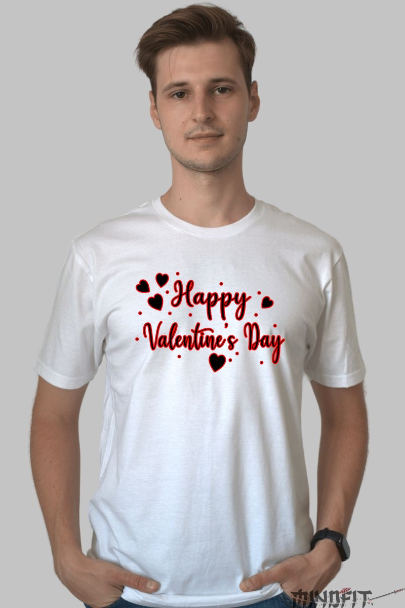 Tricou Valentine's Day - Happy Love Vibes barbat alb