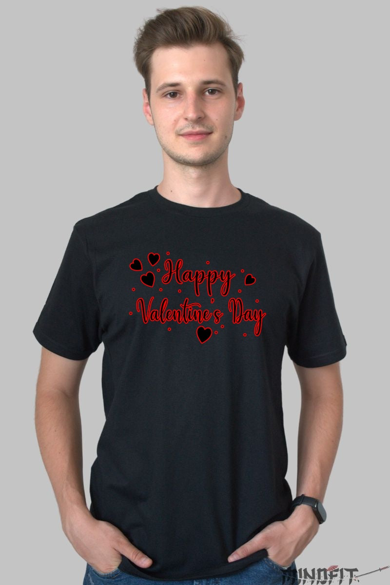 Tricou Valentine's Day - Happy Love Vibes barbat negru