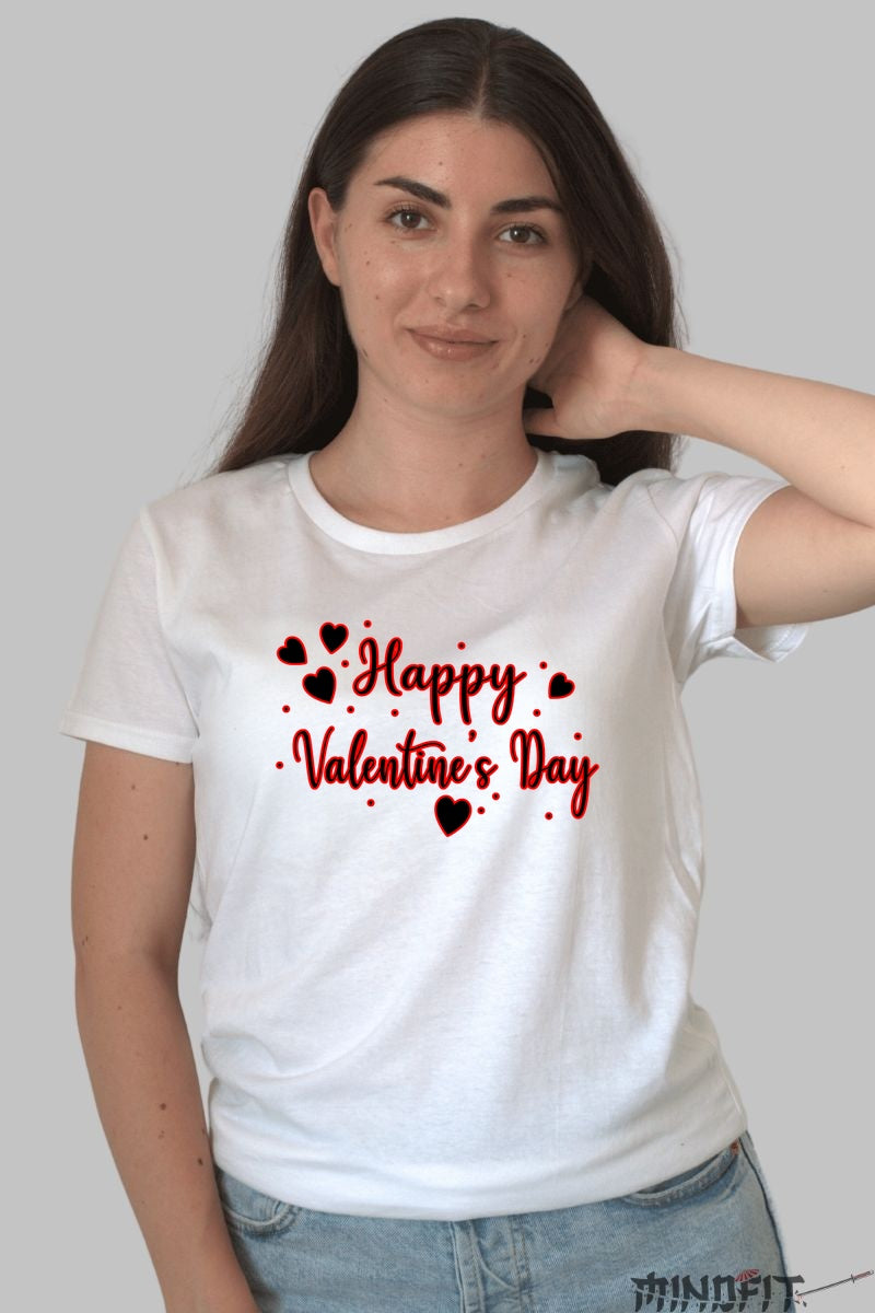 Tricou Valentine's Day - Happy Love Vibes dama alb