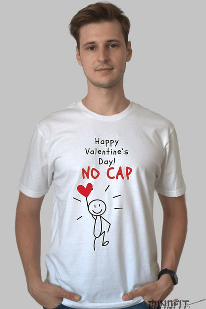 Tricou Valentine's Day - Happy No Cap Love barbat alb