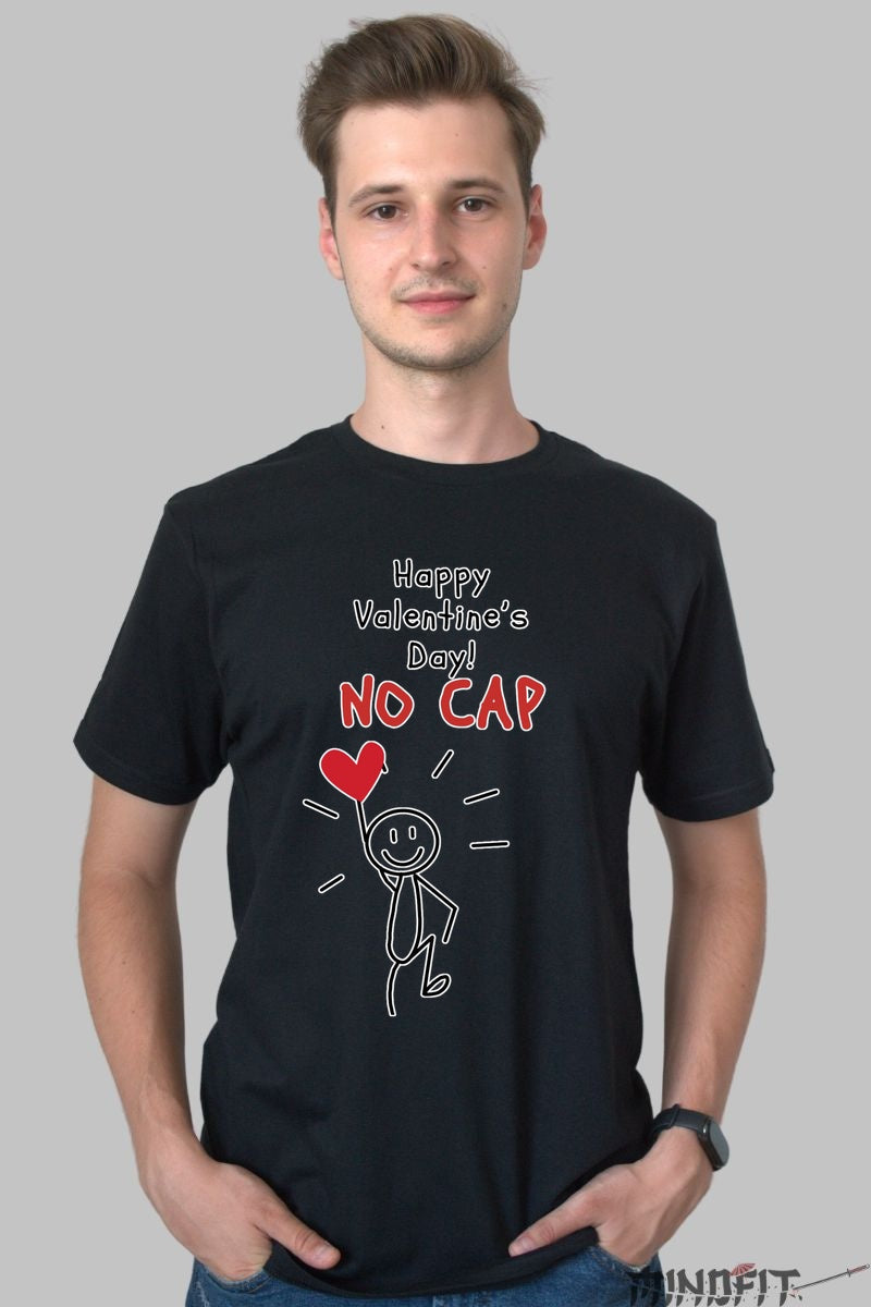 Tricou Valentine's Day - Happy No Cap Love barbat negru