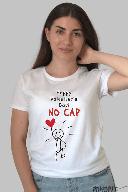 Tricou Valentine's Day - Happy No Cap Love dama alb