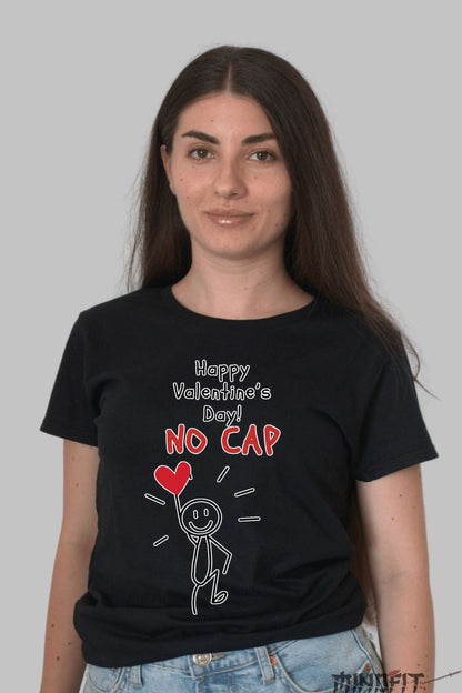 Tricou Valentine's Day - Happy No Cap Love dama negru