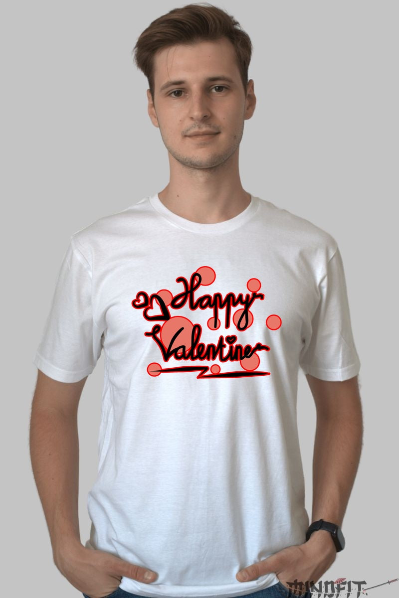 Tricou Valentine's Day - Happy Valentine in Stil Urban barbat alb