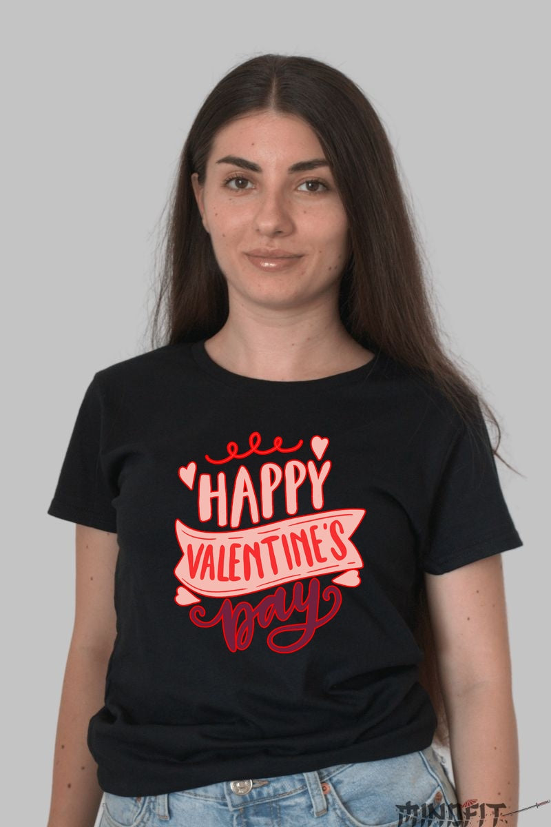 Tricou Valentine's Day - Happy Valentine's Day dama negru