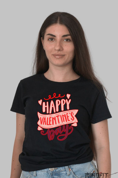 Tricou Valentine's Day - Happy Valentine's Day dama negru