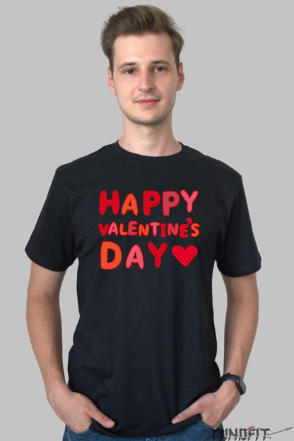 Tricou Valentine's Day - Happy Valentine's Day Cu Inima barbat negru