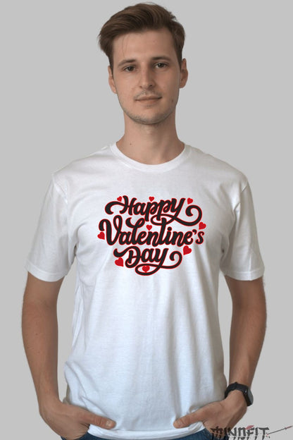 Tricou Valentine's Day - Happy Valentine's Day Cu Inimi barbat alb