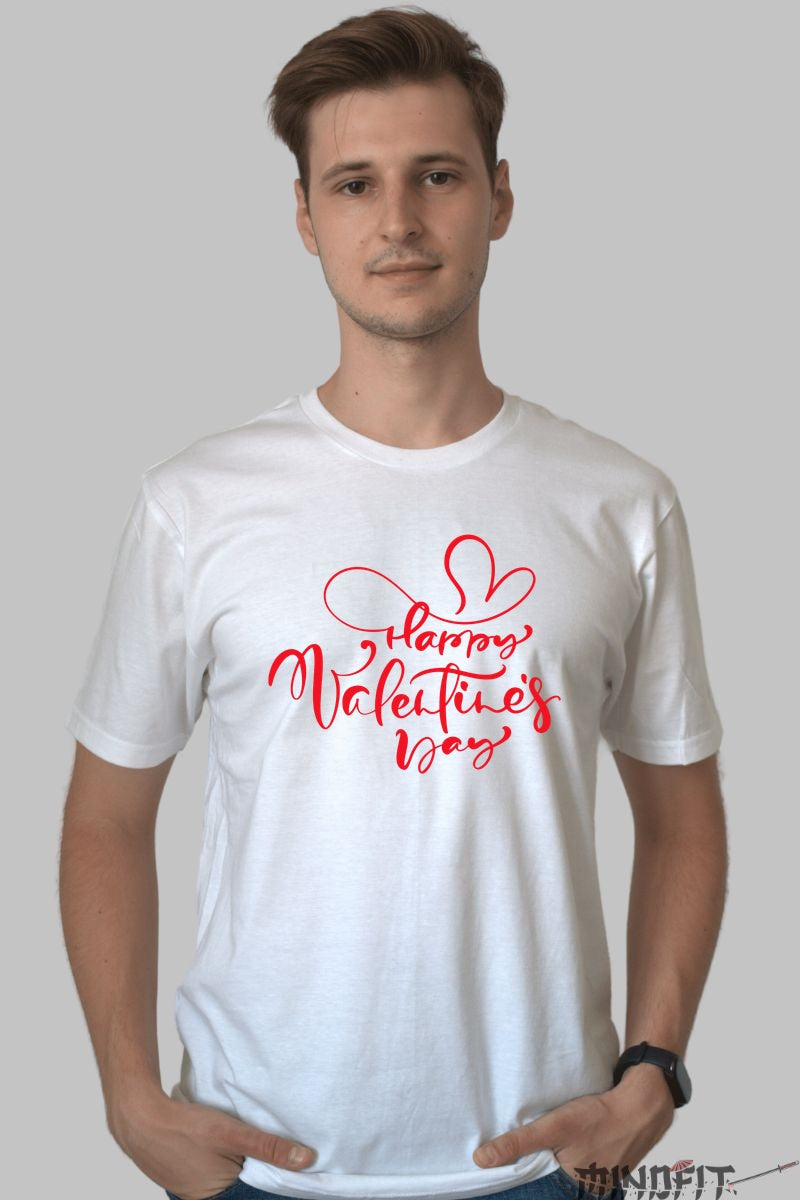 Tricou Valentine's Day - Happy Valentine's Day Cu Inimioara barbat alb