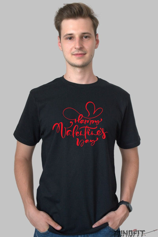 Tricou Valentine's Day - Happy Valentine's Day Cu Inimioara barbat negru