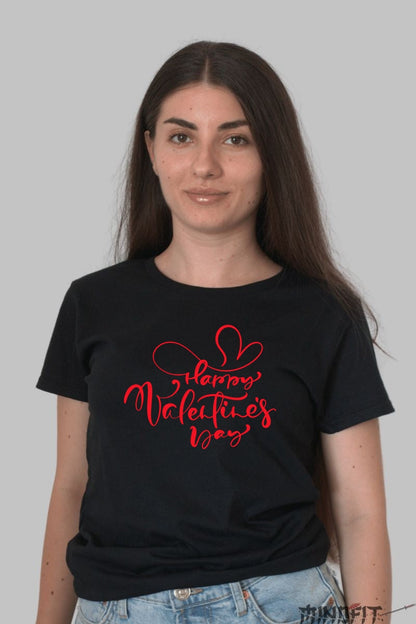 Tricou Valentine's Day - Happy Valentine's Day Cu Inimioara dama negru