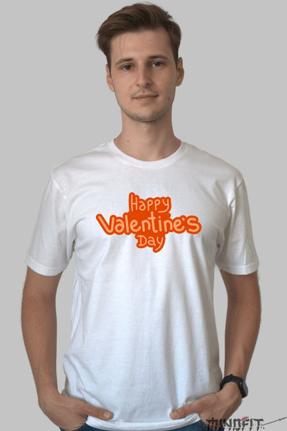 Tricou Valentine's Day - Happy Valentine's Day Cu Stil barbat alb